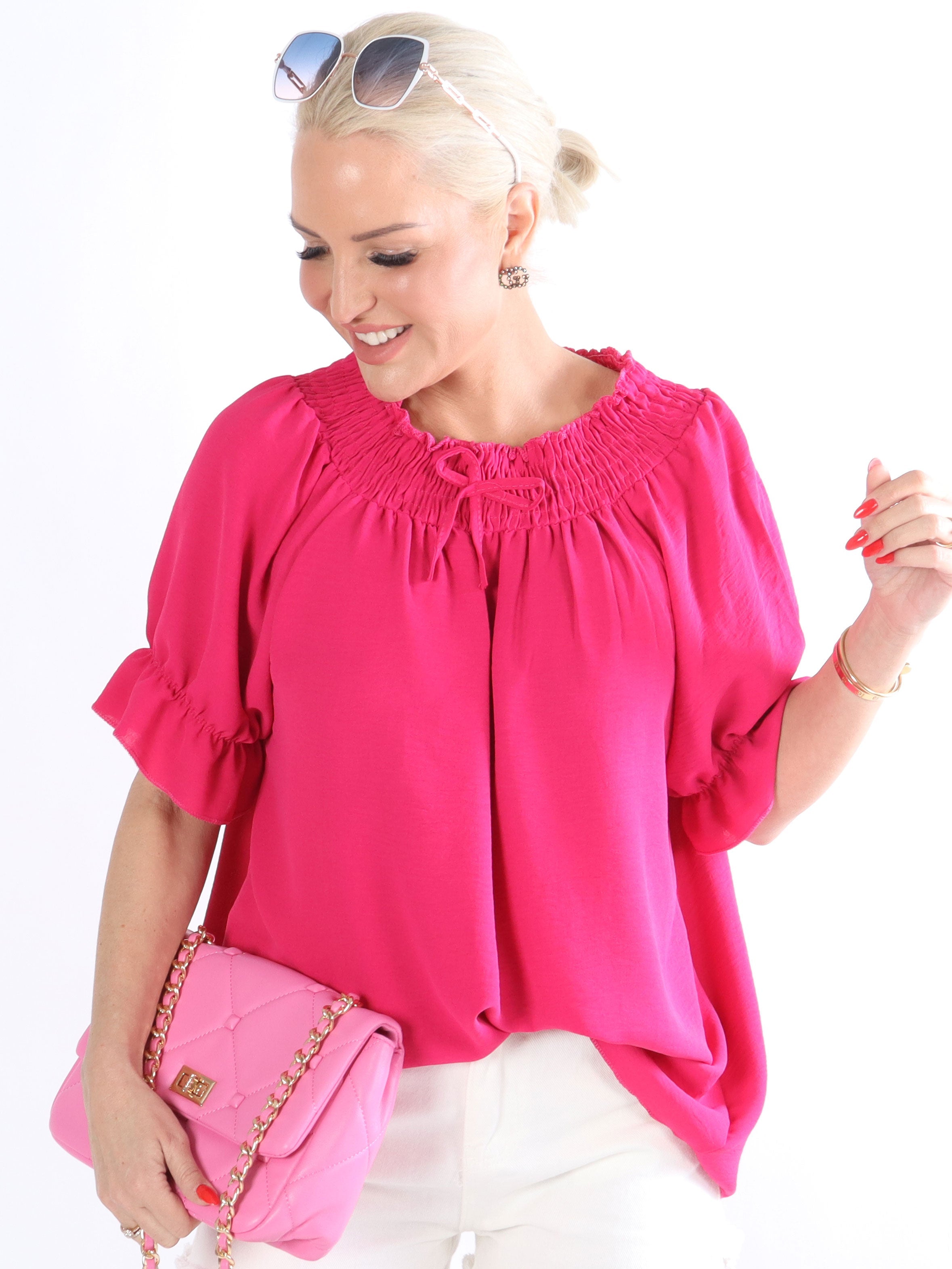 Fenya - Topp med gummiband i halsen